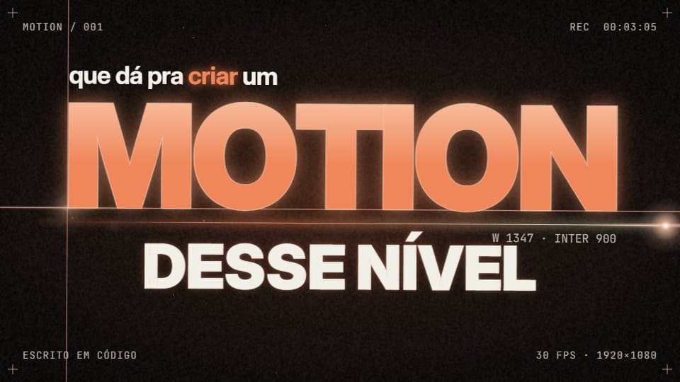 Palavra MOTION em tipografia gigante incandescente